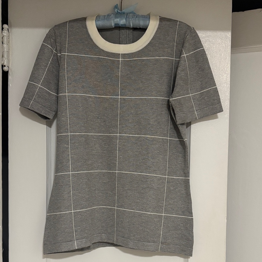 Gray Checkered Women's Top